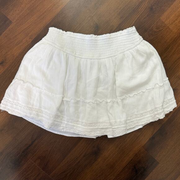 Hollister Ultra High Rise Tiered Ruffle Skirt Coquette Romantic Boho White Sz L - Picture 1 of 7